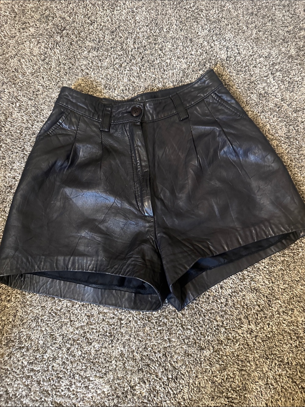 Reformation Pleated Leather Shorts